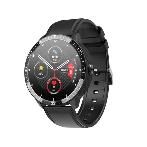 Đồng hồ thông minh MT16 Leather Strap Black – Màn hình 1,28 inch, chống nước IP67, Bluetooth