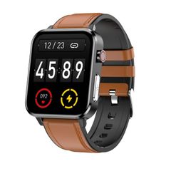  E86 Smartwatch Leather Strap Brown – Màn hình màu TFT 1.7 inch, chống nước IP68, AI Health 