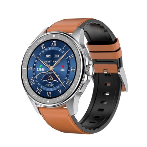 TCWH006-SK3 Brown Leather – Đồng hồ thông minh 1.3 inch IPS, chống nước IP68, Bluetooth