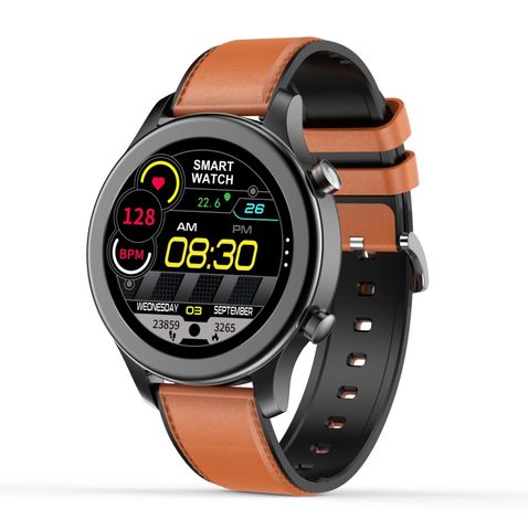 Đồng hồ thông minh MT18 Leather Strap Brown – Màn hình màu HD 1.28 inch, IP67, Bluetooth
