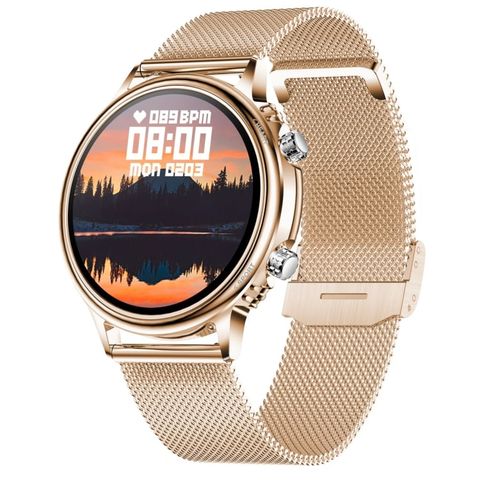 CF81 1.32 inch Đồng hồ thông minh TFT IP67 Steel Strap Gold – Giám sát nhịp tim, huyết áp, giấc ngủ, hỗ trợ nhiều chế độ thể thao