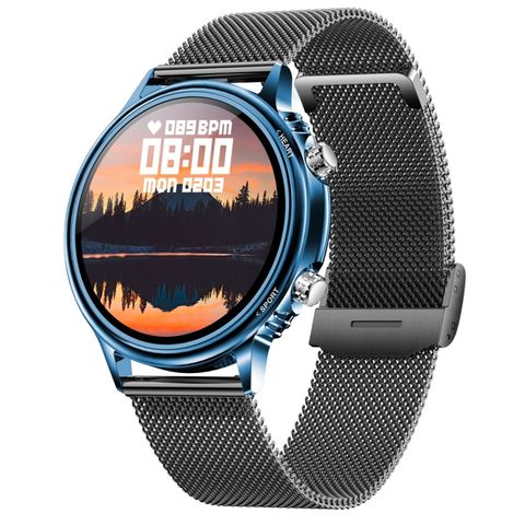 CF81 1.32 inch Đồng hồ thông minh TFT IP67 Steel Strap Silver Blue – Giám sát nhịp tim, huyết áp, giấc ngủ, hỗ trợ nhiều chế độ thể thao