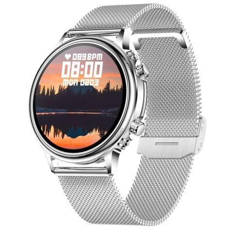 CF81 1.32 inch Đồng hồ thông minh TFT IP67 Steel Strap Silver – Giám sát nhịp tim, huyết áp, giấc ngủ, hỗ trợ nhiều chế độ thể thao