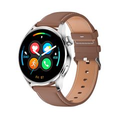  Đồng hồ thông minh HK3 Leather Strap Brown – Màn hình cảm ứng IPS 1.28 inch, Bluetooth 4.0, Chống nước IP68 
