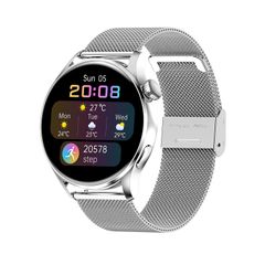  Đồng hồ thông minh HK3 Steel Strap Silver – Màn hình cảm ứng IPS 1.28 inch, Bluetooth 4.0, Chống nước IP68 
