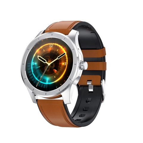 MX10 Brown Leather – 1.28 inch IPS, Đồng hồ thông minh chống nước IP68, Hỗ trợ cuộc gọi Bluetooth