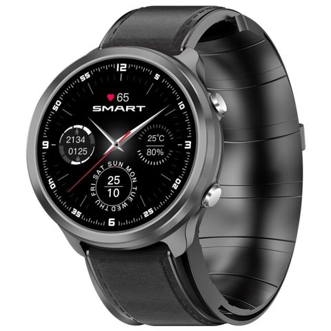 Đồng hồ thông minh P30 Black Leather Band – Màn hình IPS 1.3 inch, Đo huyết áp bơm khí, Chống nước IP67