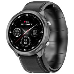 Đồng hồ thông minh P30 Black Leather Band – Màn hình IPS 1.3 inch, Đo huyết áp bơm khí, Chống nước IP67 
