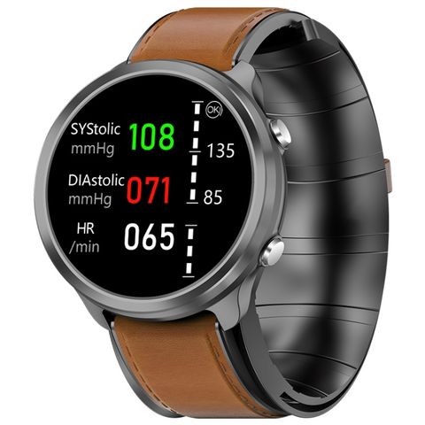 Đồng hồ thông minh P30 Coffee Leather Band – Màn hình IPS 1.3 inch, Đo huyết áp bơm khí, Chống nước IP67