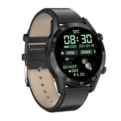  SK7Plus Black Leather Strap – Đồng hồ thông minh dây da đen, hỗ trợ gọi Bluetooth 