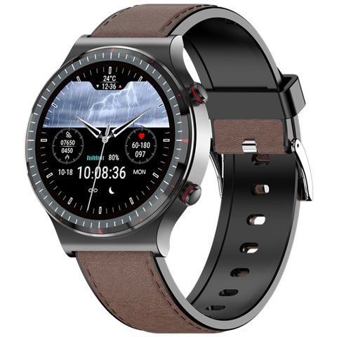 Đồng hồ thông minh G08 Brown Leather Strap  –  Đo ECG y tế, theo dõi sức khỏe & nhắc nhở chu kỳ phụ nữ