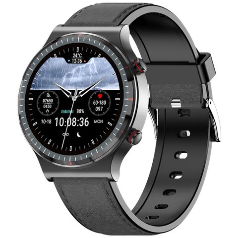 Đồng hồ thông minh G08 Black Leather Strap –  Đo ECG y tế, theo dõi sức khỏe & nhắc nhở chu kỳ phụ nữ