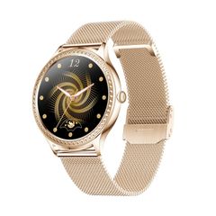  AK35 Gold Steel  – Đồng hồ thông minh 1.32 inch IPS, chống nước IP68, theo dõi giấc ngủ và oxy máu 