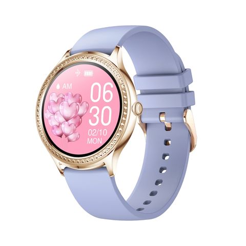 AK35 Purple Silicone – Đồng hồ thông minh 1.32 inch IPS, chống nước IP68, theo dõi giấc ngủ và oxy máu