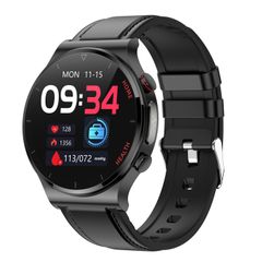  E300 Black – Đồng hồ thông minh 1.32 inch, da cao cấp, theo dõi sức khỏe & đo điện tâm đồ chính xác 