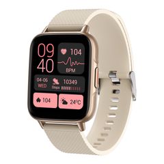 Đồng hồ thông minh FW02 Beige - 1.7 inch, theo dõi nhịp tim và oxy trong máu, dây silicon chống nước IP67 