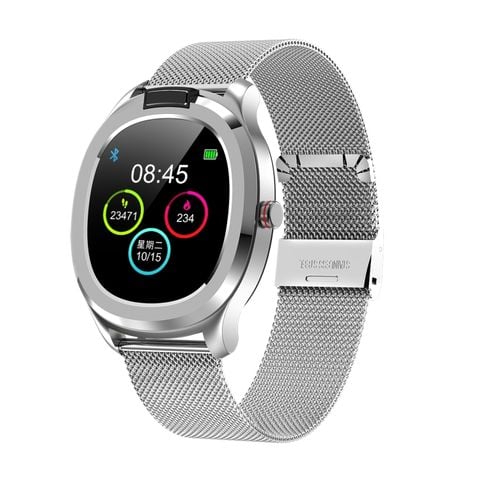 Đồng hồ thông minh T01 Silver Steel Watch Strap – Màn hình 1,3 inch, chống nước IP68, dây thép