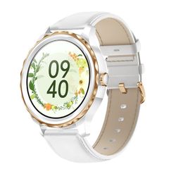  Đồng hồ thông minh màn hình IPS QR02 1.32 inch Da Trắng - Gọi Bluetooth, Thanh toán, Theo dõi sức khỏe 