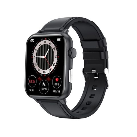 Đồng hồ thông minh E200 Leather Black – Màn hình HD 1.72 inch, Chống nước IP68, Hỗ trợ ECG & Oxy trong máu