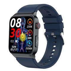 E500 TPU Strap Blue – Đồng hồ thông minh 1,83 inch HD, IP68, Theo dõi ECG & Đường huyết 
