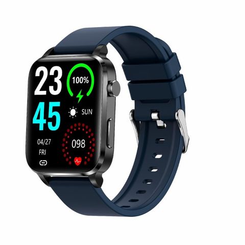 Đồng hồ thông minh F100 TPU Strap Blue 1,7 inch HD, theo dõi nhiệt độ & oxy trong máu