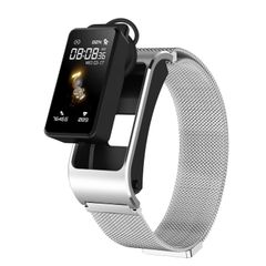 Đồng hồ thông minh kiêm tai nghe H21 Silver Steel - Bluetooth, đo nhiệt độ & điều khiển giọng nói hiện đại 