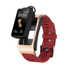  Đồng hồ thông minh kiêm tai nghe H21 Red Silicone - Bluetooth, đo nhiệt độ & điều khiển giọng nói hiện đại 