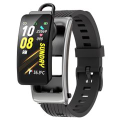  K20 Silicone Band Black Silver – Đồng hồ thông minh chống nước, hỗ trợ cuộc gọi Bluetooth 