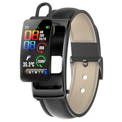  K20 Leather Band Black – Đồng hồ thông minh chống nước, hỗ trợ cuộc gọi Bluetooth 