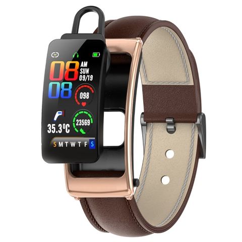 K20 Leather Band Brown – Đồng hồ thông minh chống nước, hỗ trợ cuộc gọi Bluetooth