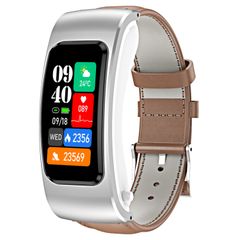  K60 Leather Band (Brown Silver) – Đồng hồ thông minh phong cách, pin bền, chống nước 