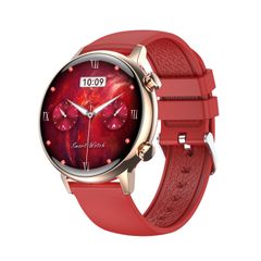  Đồng hồ thông minh HK39 Silicone Strap Red – Màn hình 1,1 inch, Bluetooth, IP68, thép không gỉ 