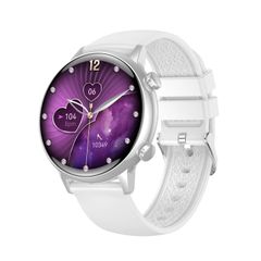 Đồng hồ thông minh HK39 Silicone Strap White – Màn hình 1,1 inch, Bluetooth, IP68, thép không gỉ 
