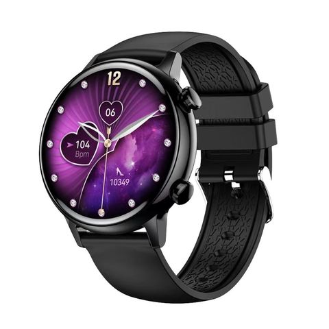 Đồng hồ thông minh HK39 Silicone Strap Black – Màn hình 1,1 inch, Bluetooth, IP68, thép không gỉ