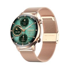  Đồng hồ thông minh HK39 Stainless Steel Band Gold – Màn hình 1,1 inch, Bluetooth, IP68, thép không gỉ 