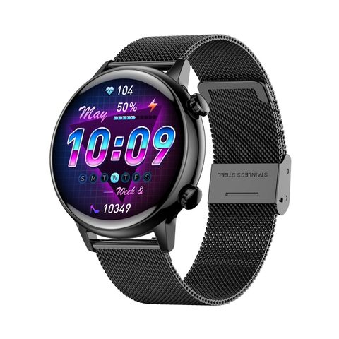 Đồng hồ thông minh HK39 Stainless Steel Band Black – Màn hình 1,1 inch, Bluetooth, IP68, thép không gỉ
