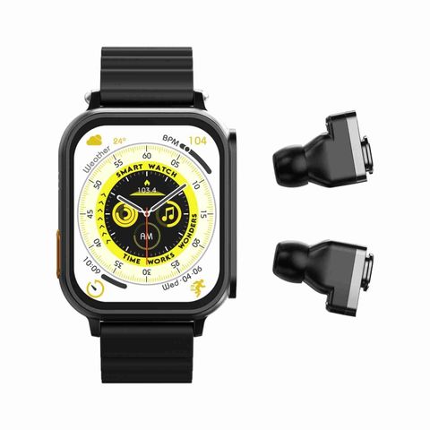 Đồng hồ thông minh N22 Black 2 trong 1  1.96 inch, tích hợp tai nghe Bluetooth, theo dõi sức khỏe & thể thao