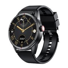  R6 Black Silicone – Đồng hồ thông minh tai nghe Bluetooth 2 trong 1, màn hình tròn 1.32 inch, chống nước IP68 