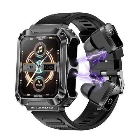 OVISEN T93 Black – Đồng hồ thông minh 2 trong 1 tích hợp tai nghe Bluetooth, màn hình IPS 1.96 inch, theo dõi sức khỏe toàn diện