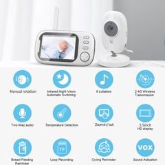  Camera an ninh giám sát trẻ em tầm nhìn ban đêm không dây 3.5 inch ABM600 (Phích cắm US) 