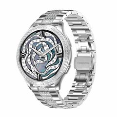  AK53 Pearl Steel Strap White IP67 BT5.2 1.32 inch - Đồng hồ Bluetooth cao cấp 