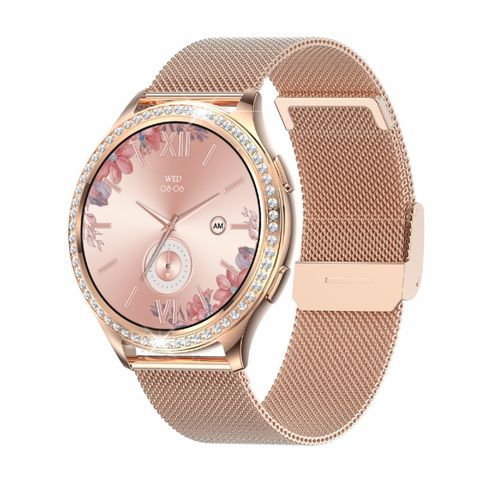 AK53 Steel Mesh Strap Gold IP67 BT5.2 1.32 inch - Smartwatch nghe gọi & theo dõi sức khỏe