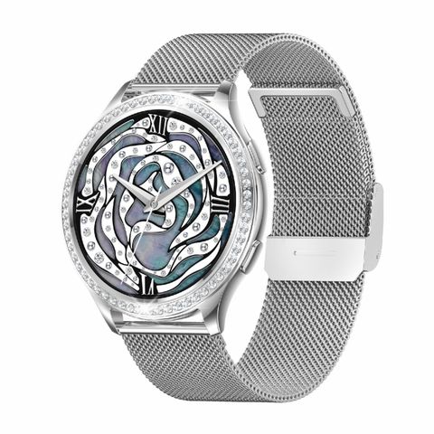 AK53 Steel Mesh Strap Silver IP67 BT5.2 1.32 inch - Smartwatch nghe gọi & theo dõi sức khỏe