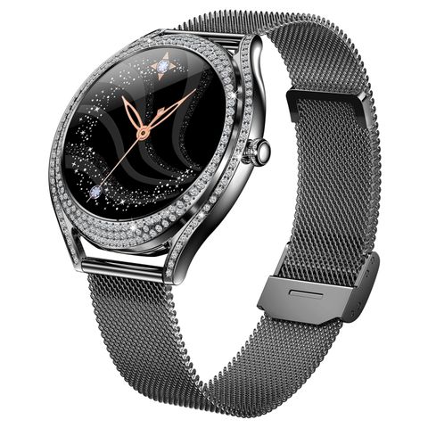 Đồng hồ thông minh V66 Màu Đen dây thép – Màn hình 1.28 inch, theo dõi nhịp tim và giấc ngủ
