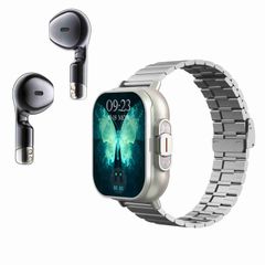  D8 2,01 inch Dây Bạc – Đồng hồ thông minh + Tai nghe Bluetooth 2 trong 1 