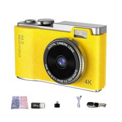  Máy ảnh trẻ em Retro LK003 Vàng – Ống kính kép, màn hình 2.4 inch 