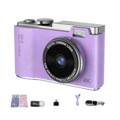  Máy ảnh trẻ em Retro LK003 Tím – Ống kính kép, màn hình 2.4 inch 