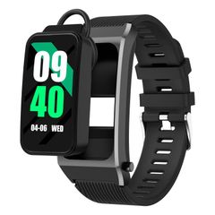  A8 Black Leather – Đồng hồ thông minh 1.98 inch 2 trong 1 có tai nghe Bluetooth, dây silicon, hỗ trợ ECG/NFC 
