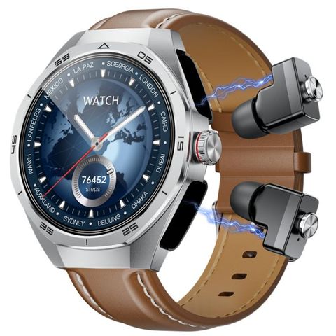GT97 Bạc – Đồng hồ thông minh tròn 1.53 inch, kèm tai nghe Bluetooth 2 trong 1
