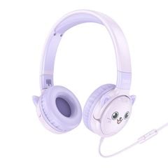  Tai nghe có dây đeo đầu Hoco W61 Voice Children Màu tím huyền ảo – Dễ thương, an toàn cho trẻ 